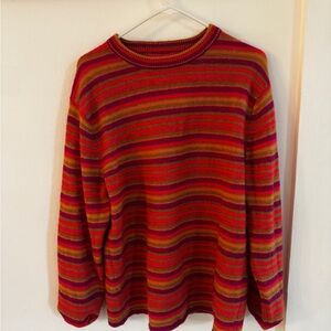 The Elder Statesman Vibrant Striped Crewneck Sweater